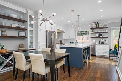 Spacious dining room open to the kitchen