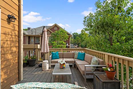 The deck has ample room for seating and guests